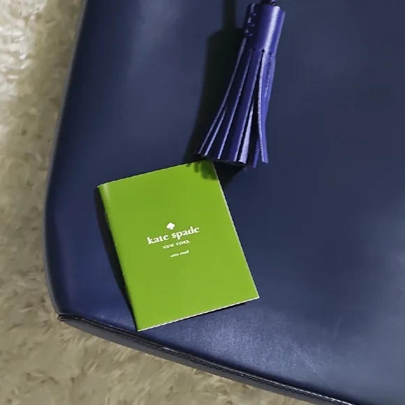Kate Spade Navy Leather Tote with Tassel - Picture 10 of 11
